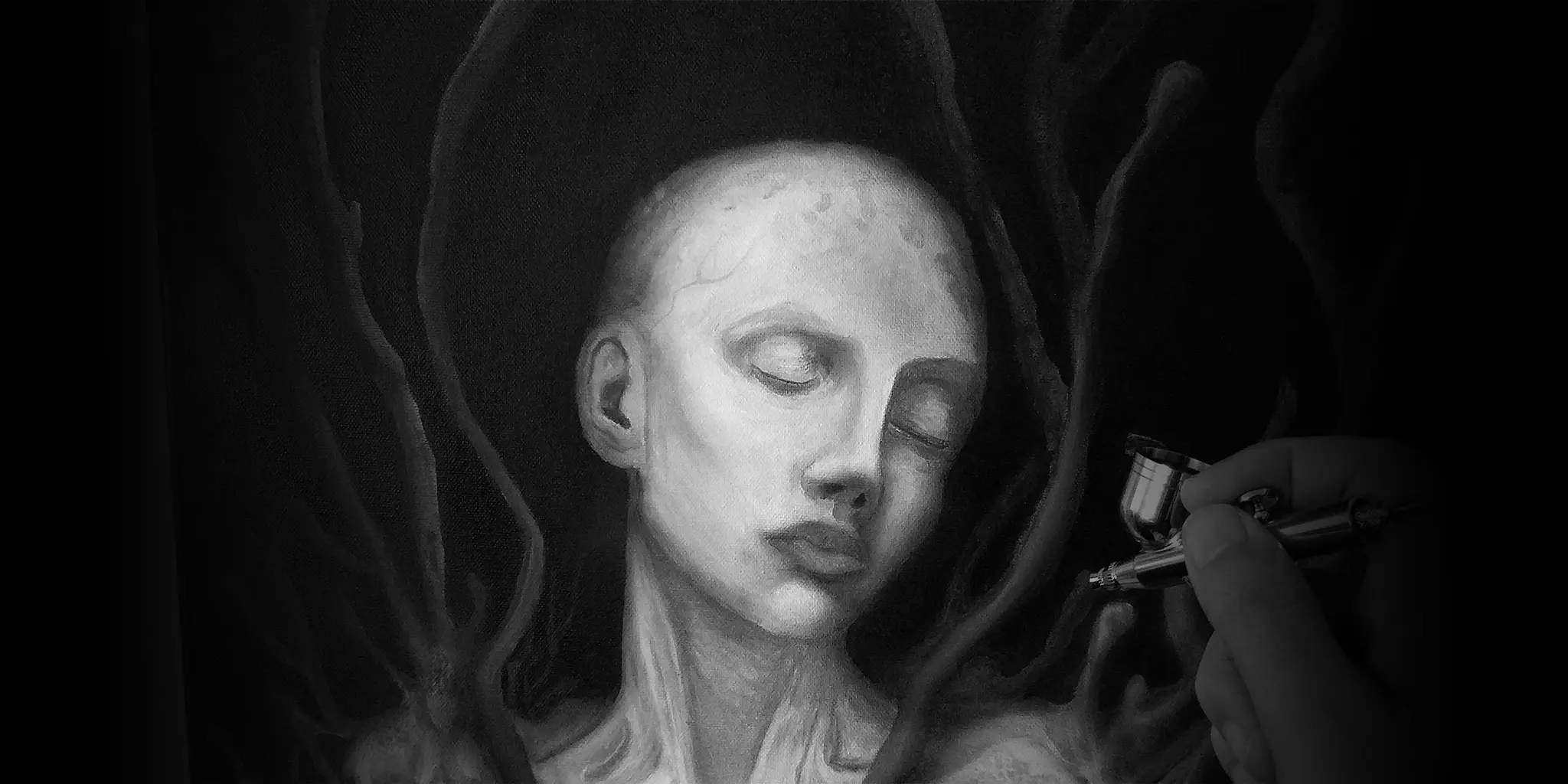 Dark art cover — organic flesh and fungus forms